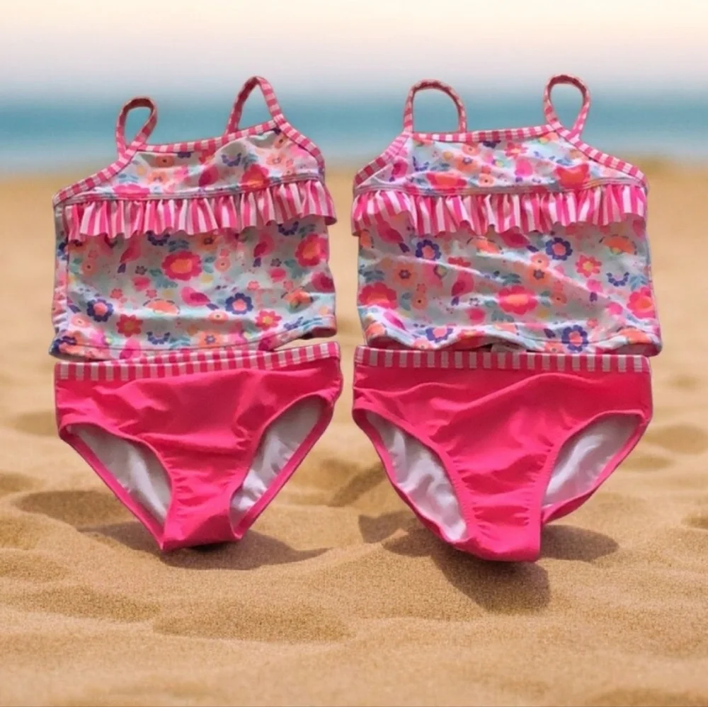 Wonder nation tankinis 3T & 4T pink floral stretchy great condition l price